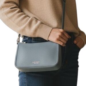 Kate Spade Hudson Convertible Crossbody Agean Blue Pebbled Leather w Gold Tones